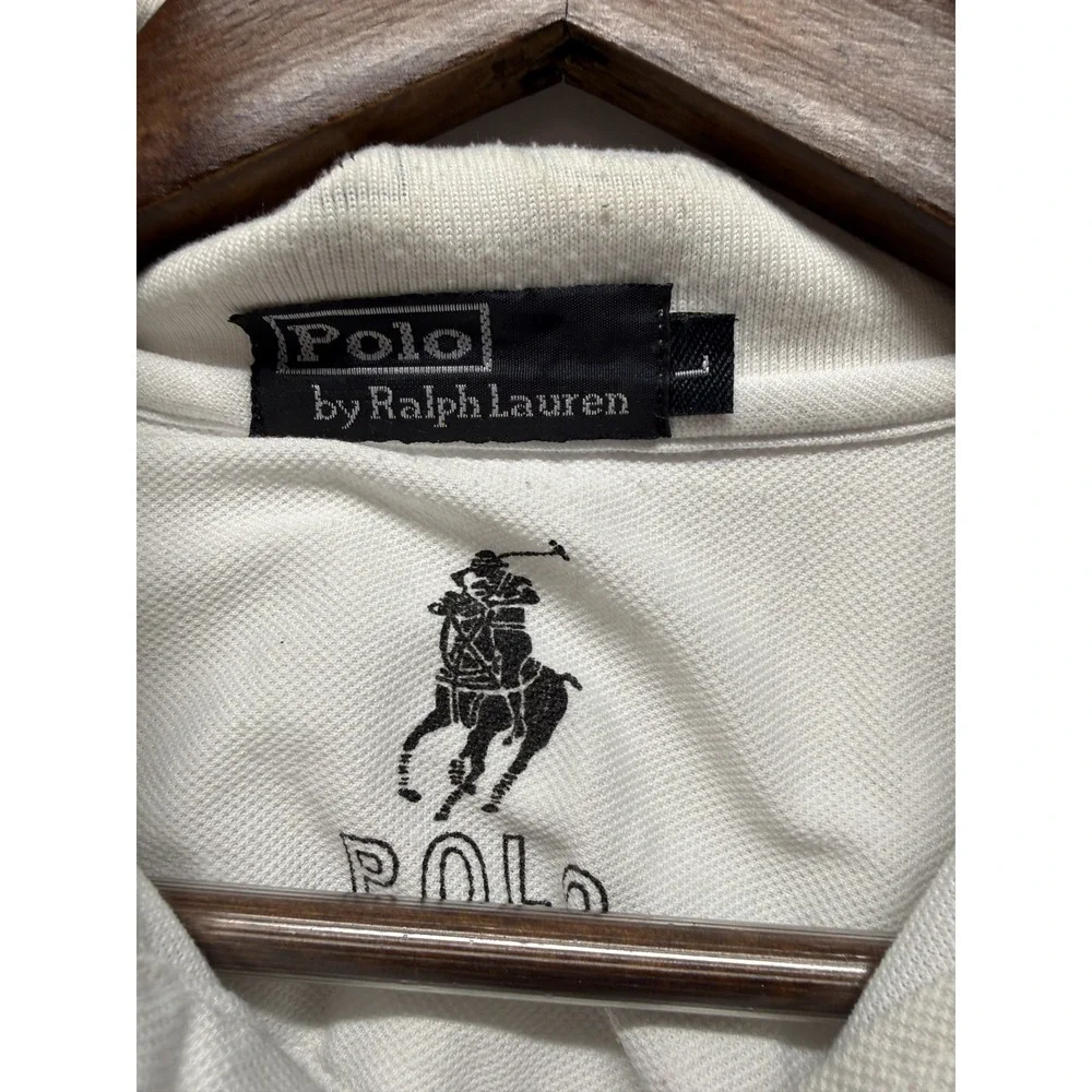 Polo Ralph Lauren Polo Shirt Mens Large White Pony Logo Cotton Golf Tennis